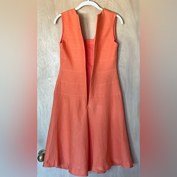 J. PETERMAN Linen Midi Dress Orange Sleeveless Retro Women's Sz 0 XS - Picture 10 of 15